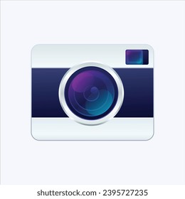 Silver Blue Camera vector icon