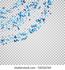 Silver blue confetti on a black background. Shining elements. Flat glitter. Abstract festive decoration . Glamorous vector background.