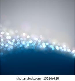 Silver And Blue Defocused Background. Bright Bokeh. Vector Illustration.  