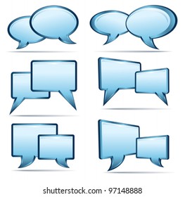 Silver blue and glass 3D and 2D speech bubbles