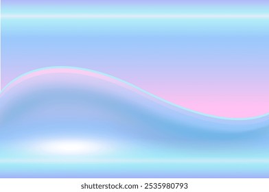 Silver blue iridescence metal background, 3D opalescence chrome metallic holographic texture, vector illustration.