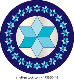 silver blue  jewish star in circle