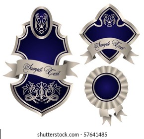 Silver blue medieval Labels