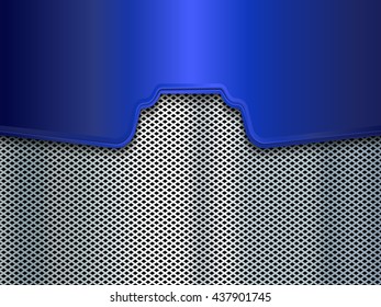 Silver and blue metal background. Vector illustration