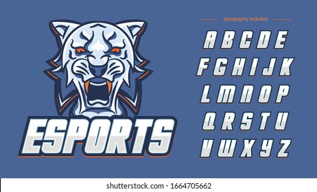 Silver Blue Orange Tiger Sports Team Logo Symbol Design