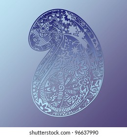 silver and blue paisley
