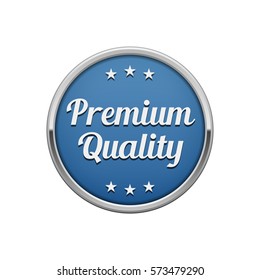 Silver blue premium quality round badge, banner  