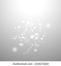 Silver Bokeh Christmas Background. Snow Flakes on Light Grey. Blurred Vector Design. Holiday Winter Backdrop With Glow and Overlay Effect. Season Bling Christmas Decoration.