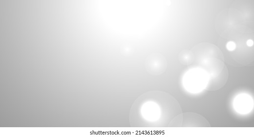 Silver Bokeh Christmas Background. Snow Flakes on Light Grey. Blurred Vector Design. Holiday Winter Backdrop With Glow and Overlay Effect. Season Bling Christmas Decoration.