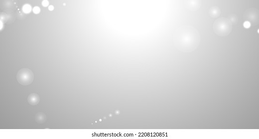 Silver Bokeh Christmas Background. Snow Flakes on Light Grey. Blurred Vector Design. Holiday Winter Backdrop With Glow and Overlay Effect. Season Bling Christmas Decoration.