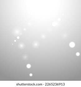 Silver Bokeh Christmas Background. Snow Flakes on Light Grey. Blurred Vector Design. Holiday Winter Backdrop With Glow and Overlay Effect. Season Bling Christmas Decoration.