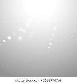 Silver Bokeh Christmas Background. Snow Flakes on Light Grey. Blurred Vector Design. Holiday Winter Backdrop With Glow and Overlay Effect. Season Bling Christmas Decoration.