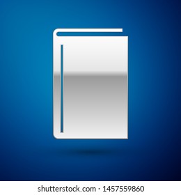 Silver Book icon isolated on blue background.  Vector Illustration