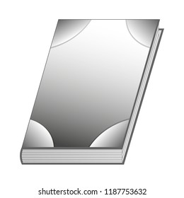 Silver Book isolated on white background. Ancient Book with Alchemy Recipes and Mystic Spell Enchantments. Isolated GUI Design Elements. Vector Illustration for Your Design, Game, Card, Web. 