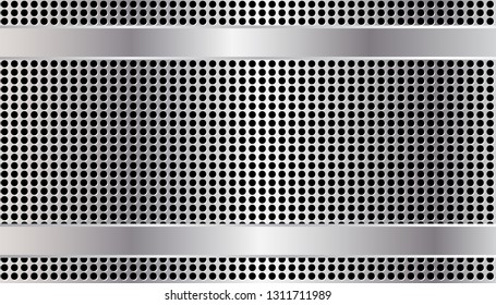 silver  border on  metal perforated texture