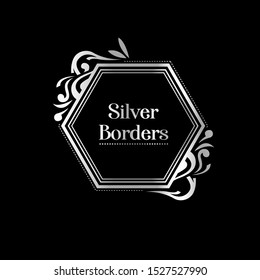 Silver border vector ornament template