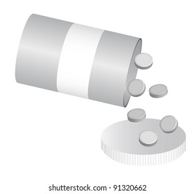 silver bottle pills isolated over white background. vector