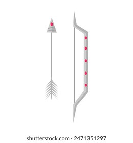 Silver bow and arrow isolated on white background