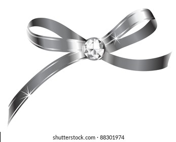 Silver bow with the diamond