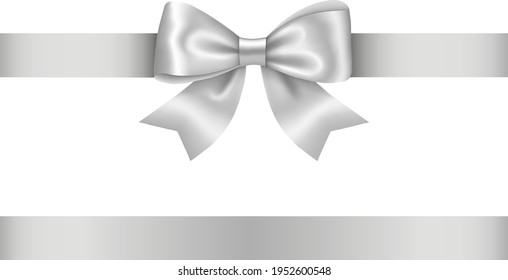 Silver Bow And Ribbon Vector