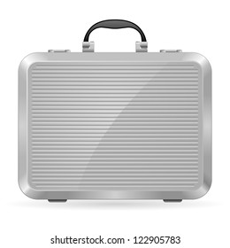 Silver briefcase. Illustration on white background for design