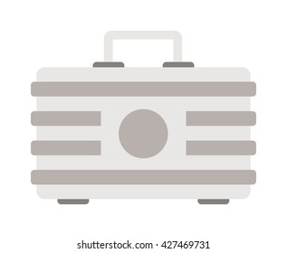 Silver briefcase metal case on white background