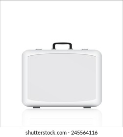 Silver briefcase on white background