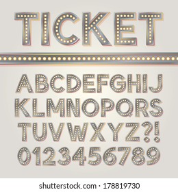 Silver Bright Broadway Alphabet and Numbers, Eps 10 Vector Editable