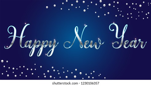 silver Bright Happy New Year brush lettering text