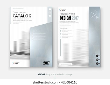 Silver brochure or catalog design template layout, cover mockup a4 page