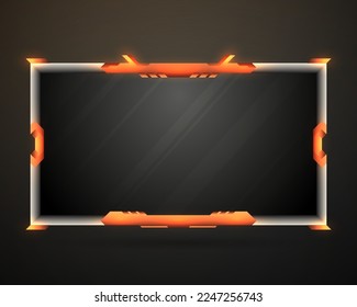Silver and bronze borders gaming overlay video stream screen panel with glowing light effects