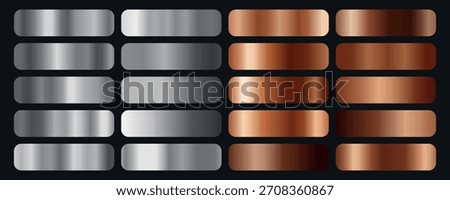 Silver and bronze gradients set. Metal gradients