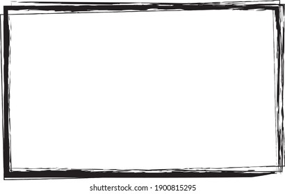 silver brush painted ink stamp banner frame on white background