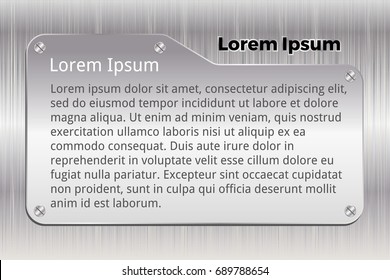 Silver brushed metal frame or border with rivets. Design element for banner, business card, invitation.