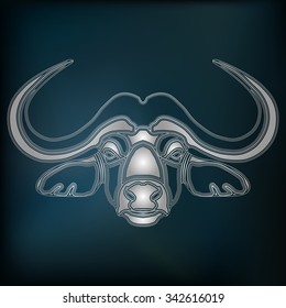 Silver bull, zodiac Taurus sign for astrological predestination and horoscope