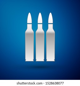 Silver Bullet icon isolated on blue background.  Vector Illustration