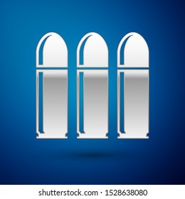 Silver Bullet icon isolated on blue background.  Vector Illustration