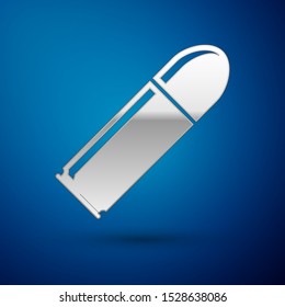 Silver Bullet icon isolated on blue background.  Vector Illustration
