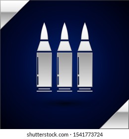 Silver Bullet icon isolated on dark blue background.  Vector Illustration