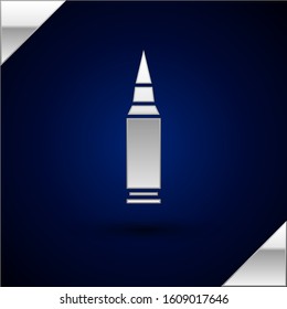Silver Bullet icon isolated on dark blue background.  Vector Illustration