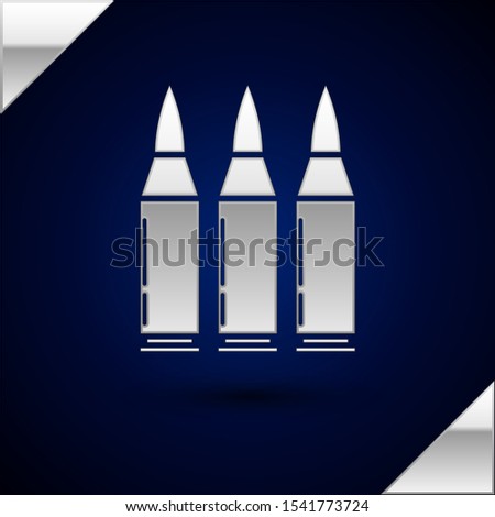Silver Bullet icon isolated on dark blue background.  Vector Illustration
