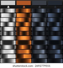 Silver Burnt Laranja Slate Grey e Dark Grey Metallic Gradient Collection.