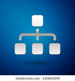 Silver Business hierarchy organogram chart infographics icon isolated on blue background. Corporate organizational structure graphic elements. Vector Illustration