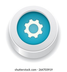 The silver button with cogwheel pictogram / the cogwheel icon / the setup icon
