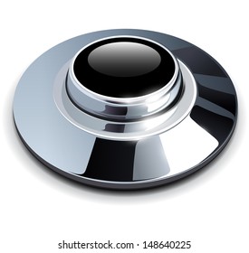 Silver button shiny metallic, vector illustration