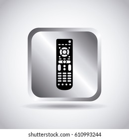 silver button with television control icon over white background. vector illustration