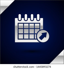 Silver Calendar icon isolated on dark blue background. Event reminder symbol.  Vector Illustration
