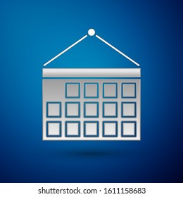 Silver Calendar icon isolated on blue background. Event reminder symbol.  Vector Illustration