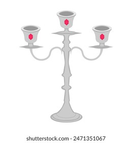 Silver candlestick with red gems