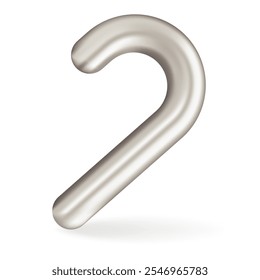 Ilustración de bastón de caramelo de plata. Elegante diseño metálico en un moderno acabado plateado, perfecto para decoraciones navideñas minimalistas y Navidades sofisticadas.